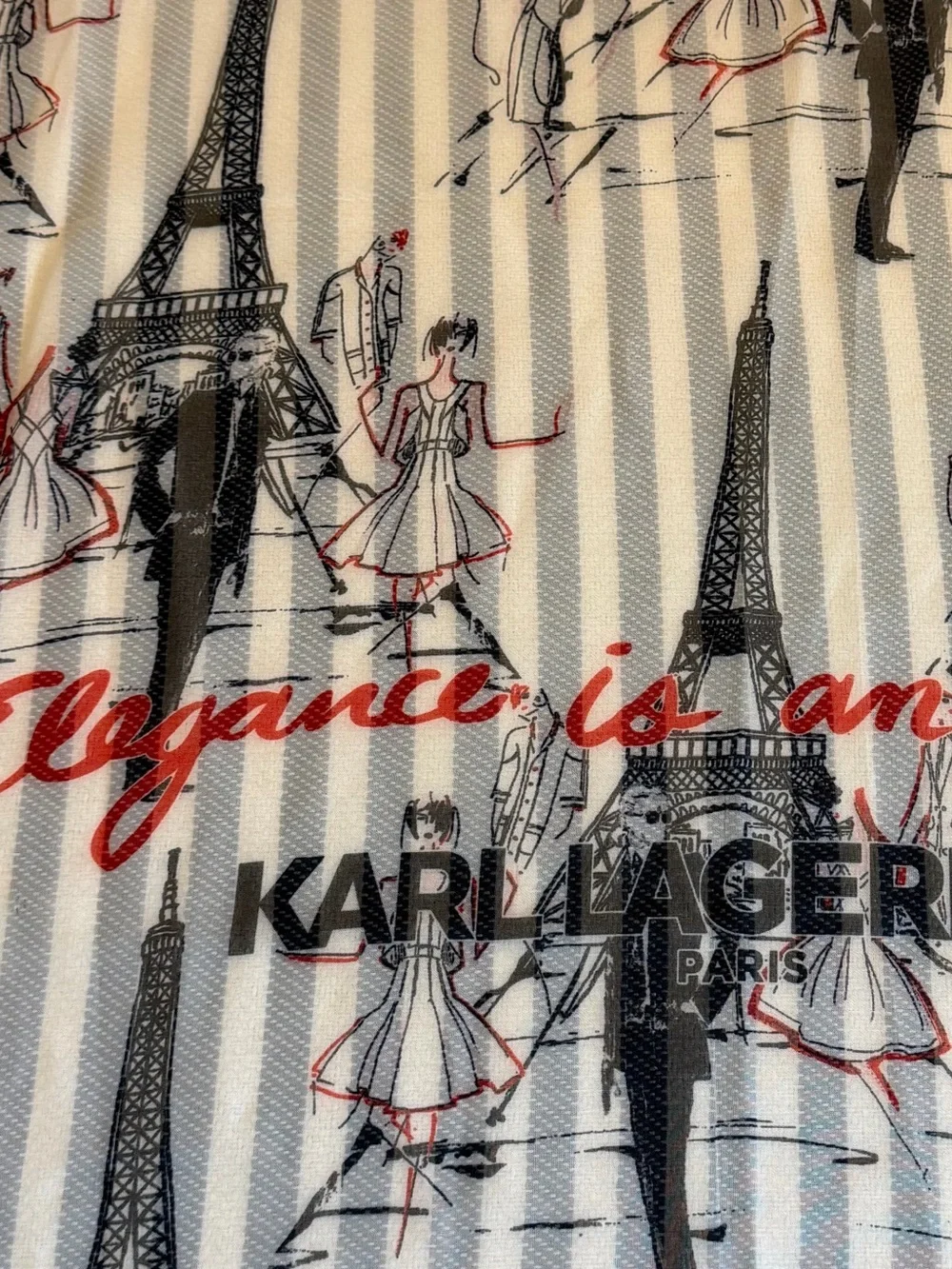 KARL LAGERFELD🇫🇷🥖Parisian Eiffel TowerChiffon-like,lightweight Wrap Scarf❤️🖤RARE